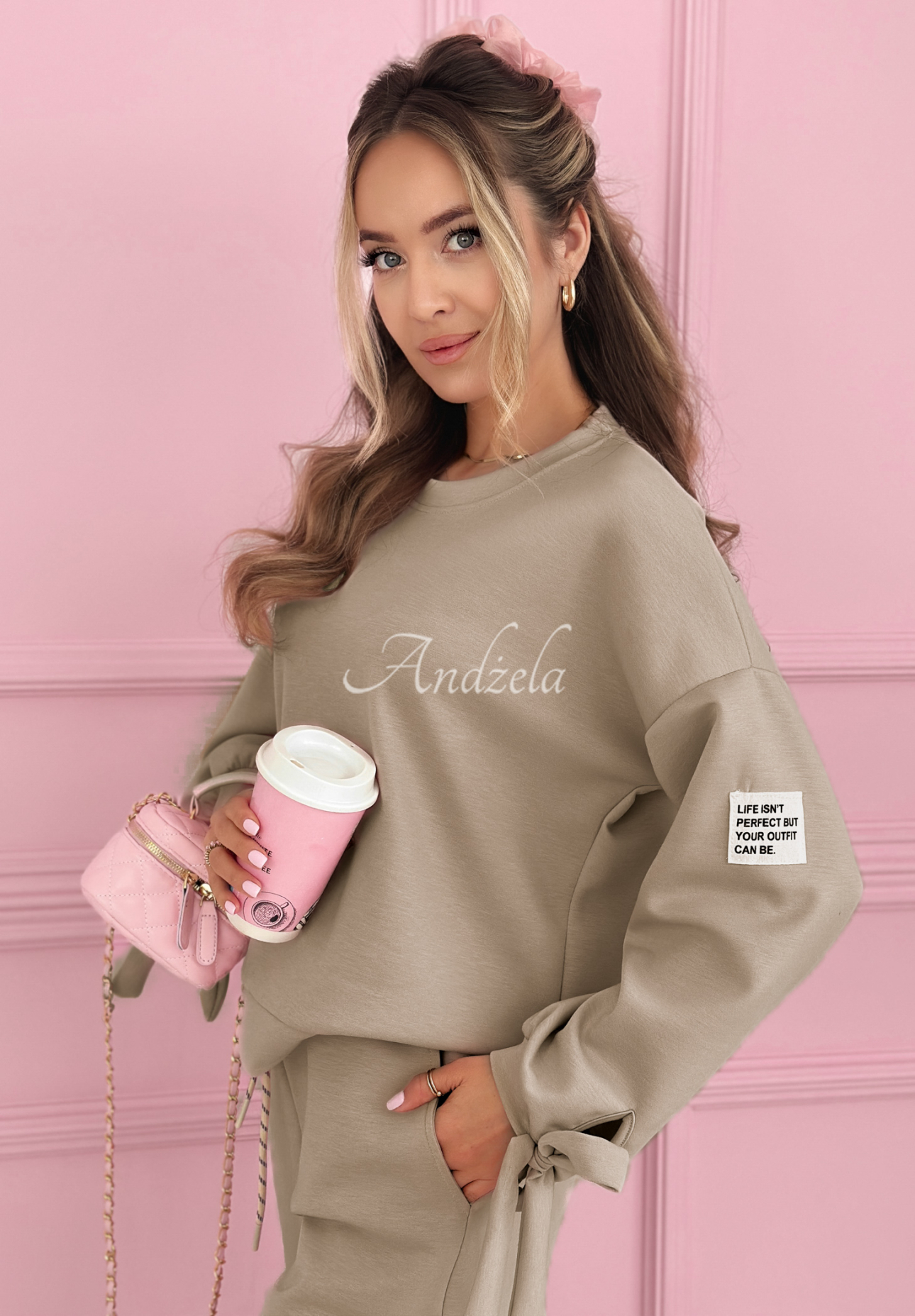 Viskózová tepláková súprava Peyton Mokka