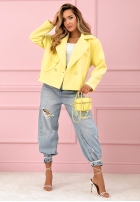 Zamszowa dwurzędowa Bunda Sylvie žltá