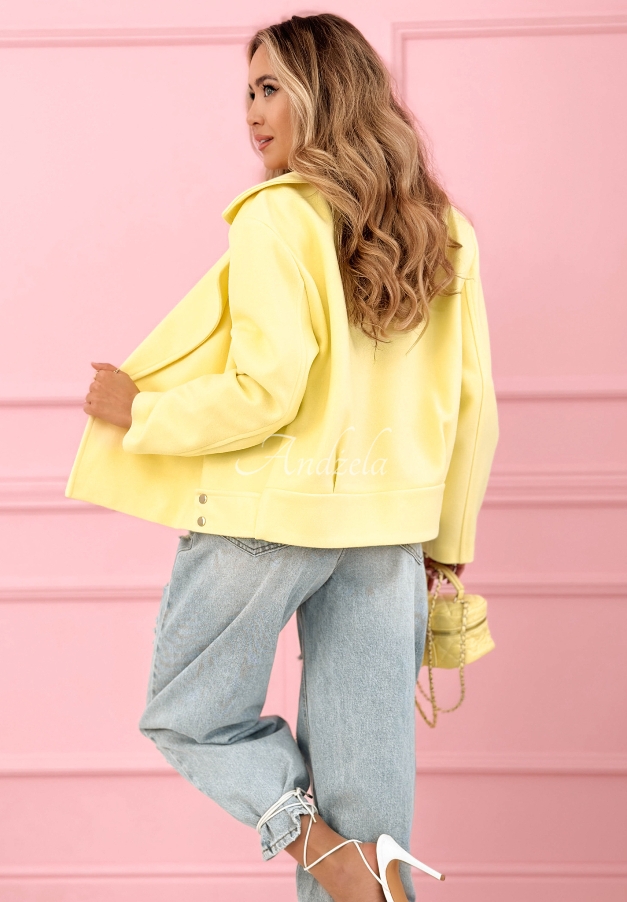 Krátky vlnený kabát Sylvie žltá