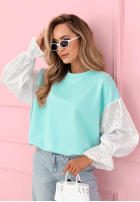 Mikina z ażurowymi rękawami Leonora ružová