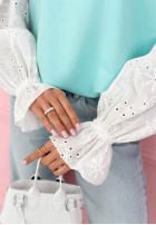 Mikina z ażurowymi rękawami Leonora ružová