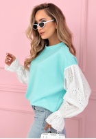 Mikina z ażurowymi rękawami Leonora ružová