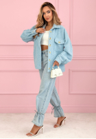 Krátka Bunda sherpa kożuszek Anyana blankytná