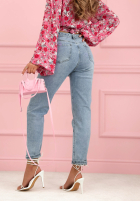 džínosové Nohavice mom fit z paskiem Valerio svetlomodré