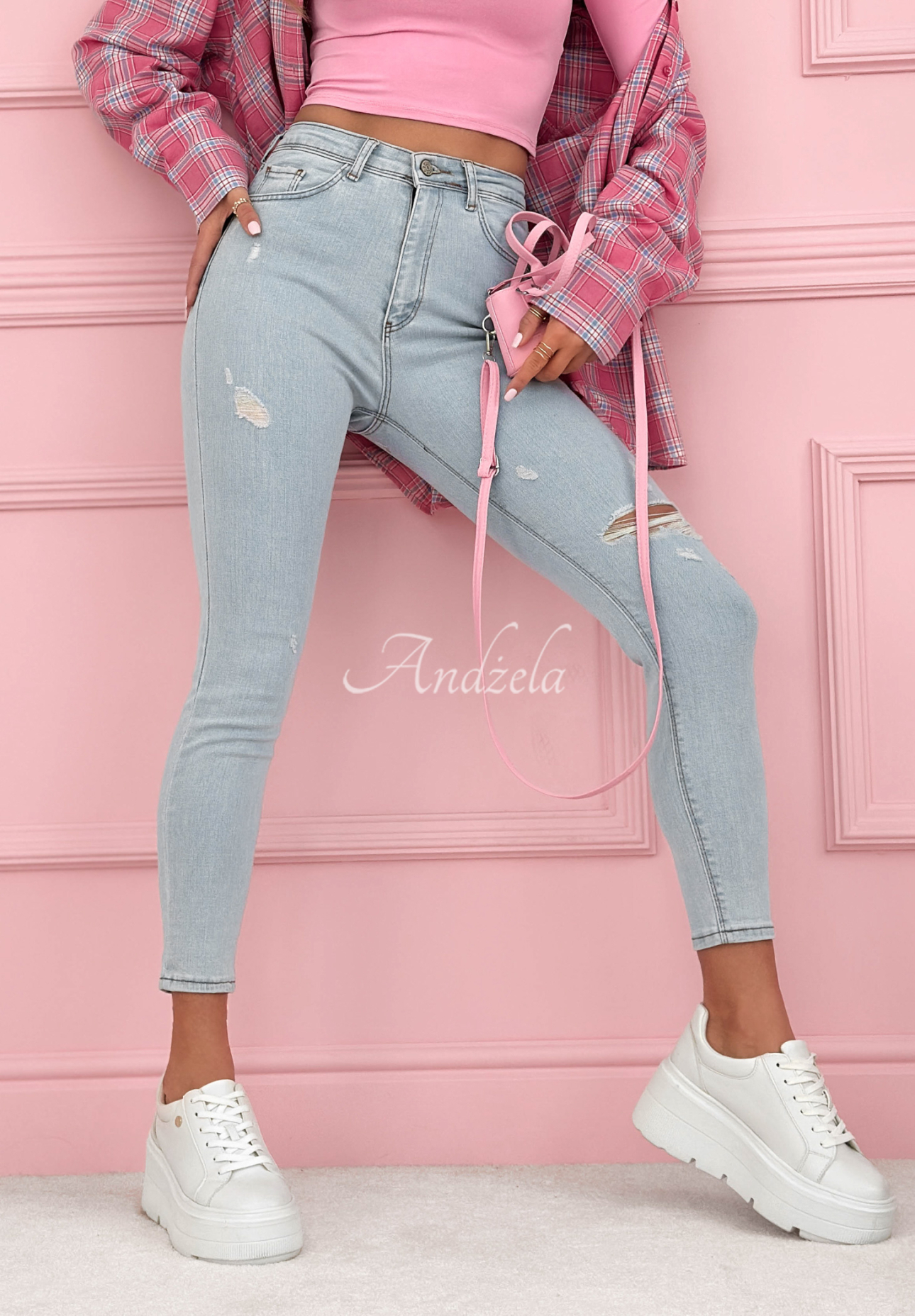 Džínsy skinny Irene svetlomodré
