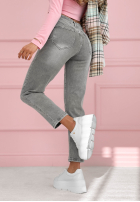 Nohavice džínosové mom fit Wait Here jasnoszare