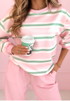 Tepláková súprava w paski Delightful Lines różowo-pistaciový