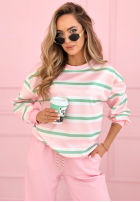 Tepláková súprava w paski Delightful Lines różowo-pistaciový