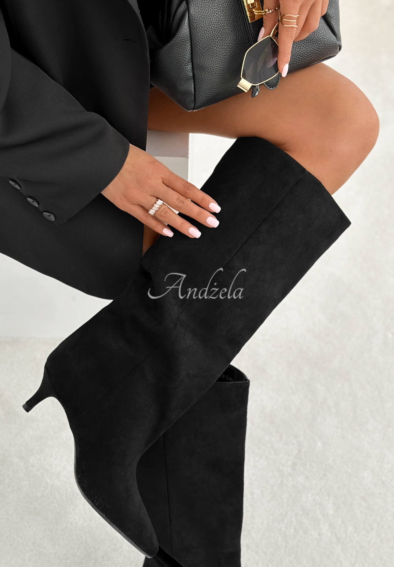 Semišové čižmy na tenkom opätku Better Without You čierne