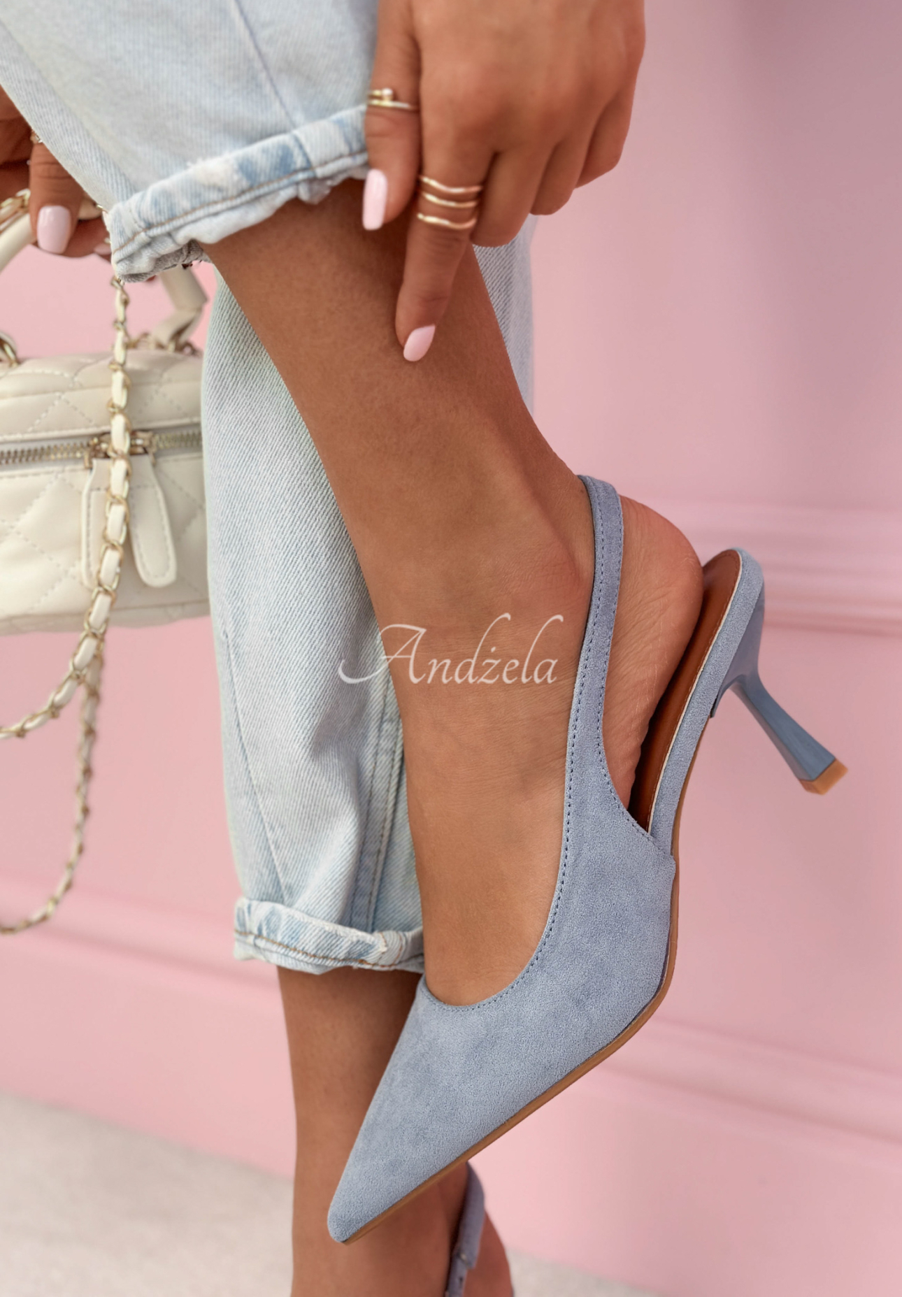 Semišové sandále s remienkom Noemi blankytné