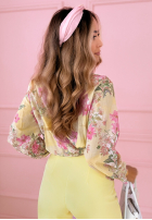 Kwiecista Blúzka ze stójką Flower Blossoms błękitno-žltá