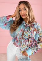 Kwiecista Blúzka z wiązaniem Marielle blankytná