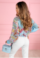 Kwiecista Blúzka z wiązaniem Marielle blankytná