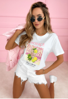 Tričko z nadrukiem Cachaca Lemon biało-blankytný