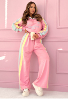 Tepláková súprava z nadrukiem Mikina i Nohavice Feel Good ružový