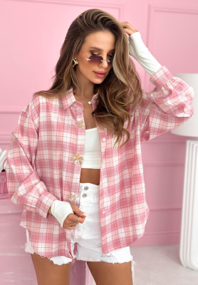 Kockovan&aacute; ko&scaron;eľa s visk&oacute;zou Colors & Squares p&uacute;drovo ružov&aacute;