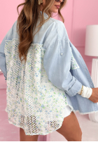 džínsová Košeľa z koronką Lace On My Mind modrá