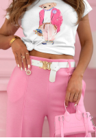 Eleganckie Nohavice wide leg w kant My Rules béžové