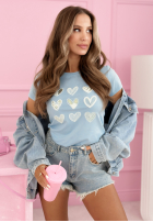 Tričko z serduszkami A Lot Of Hearts blankytný