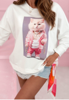 Blúzka z nadrukiem i koronką Pinky Kitten Biela