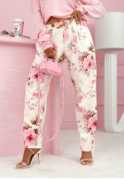 látkové Nohavice w kwiaty Florentine ecru