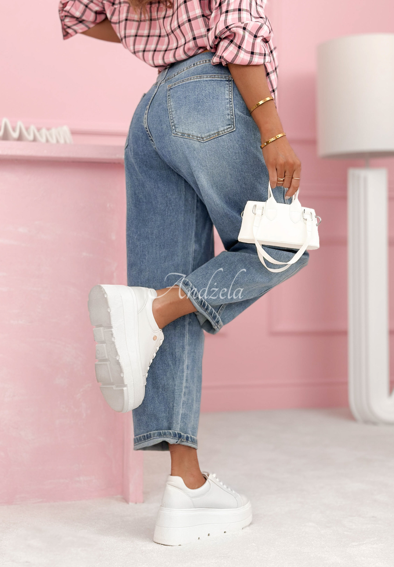 Džínsy banana s opaskom Let Me In svetlomodré