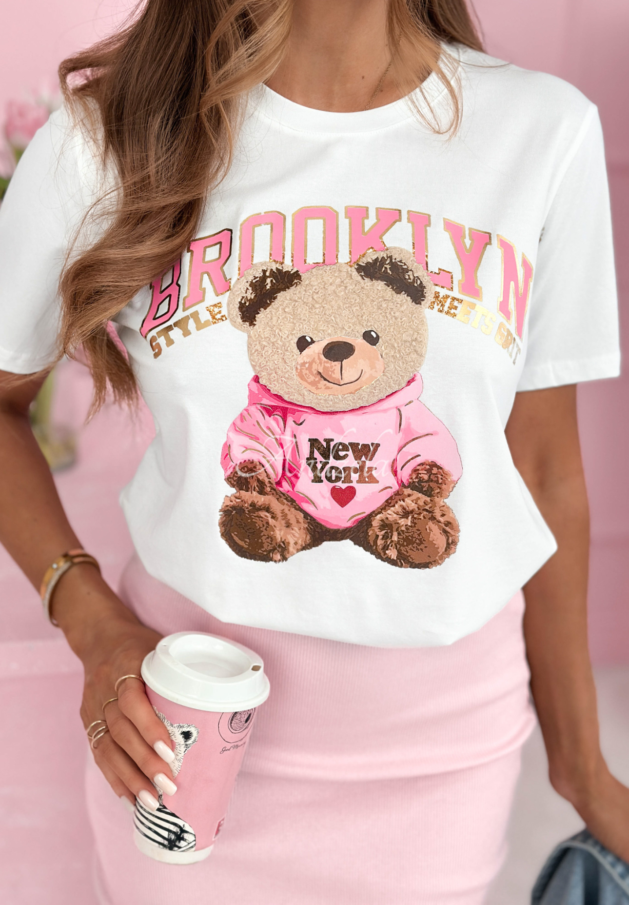 Bavlnené tričko s potlačou Brooklyn Style Biela