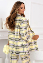 Dwurzędowa Sako w kratę Her Decision púdrovo ružová