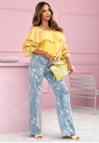 Šaty mini z falbankami Arlena blankytná