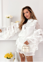 Zwiewny Súprava Košeľa i Sukňa z falbankami Blooming Season blankytný