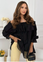 Šaty mini z falbankami Arlena blankytná