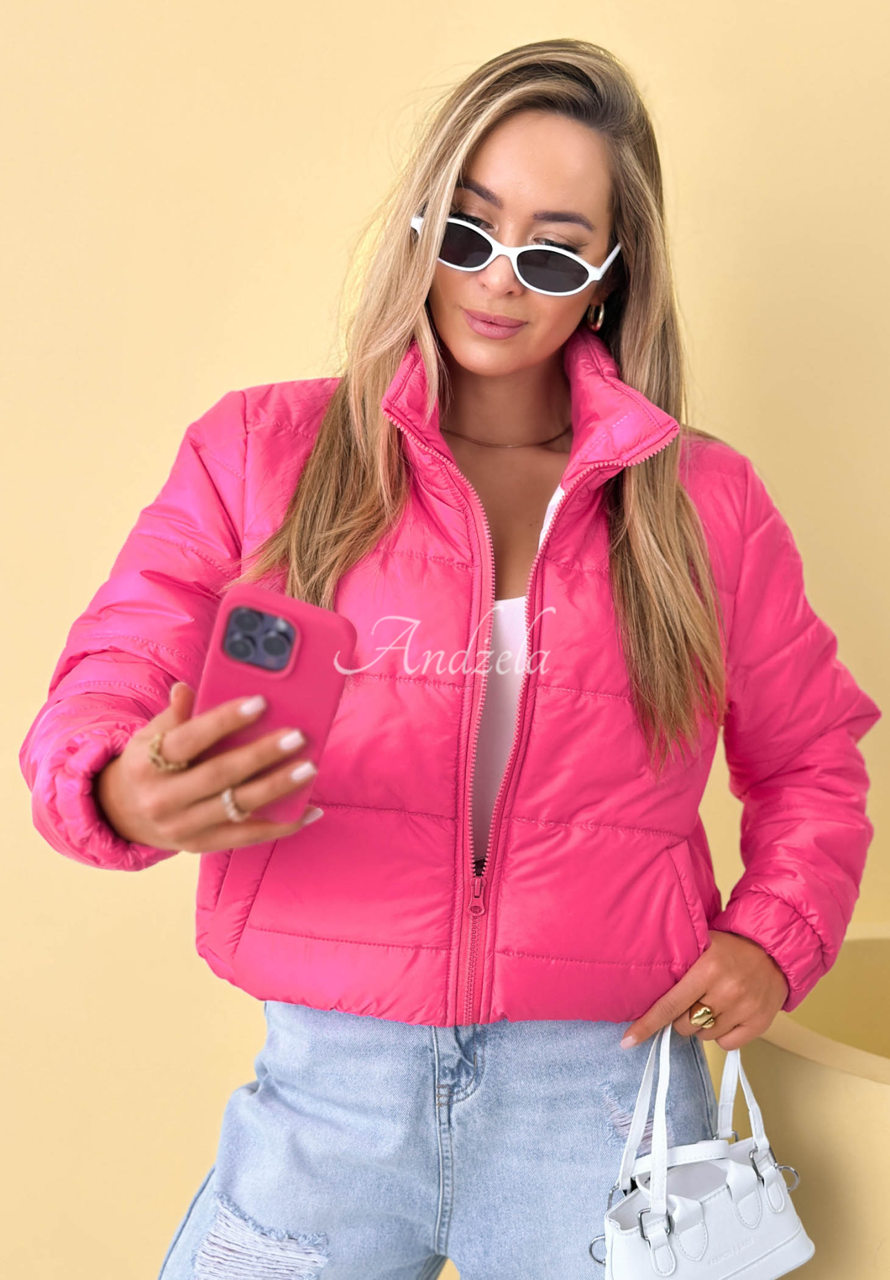 Prešívaná bunda so stojačikom Soft Morning ružová