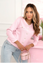 Krótki elegancki kardigan z guzikami New Sunrise púdrovo ružová