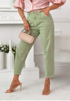 Nohavice džínosové mom fit Gracie pistáciové