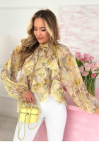 Kwieciska Blúzka z wiązaniem i falbankami Blooms On You ružová