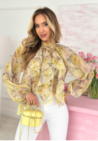 Kwieciska Blúzka z wiązaniem i falbankami Blooms On You ružová