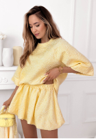 Krótkie kreszowane spodenki o kroju bombki Layla žlté