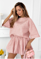 Krótkie kreszowane spodenki o kroju bombki Layla žlté