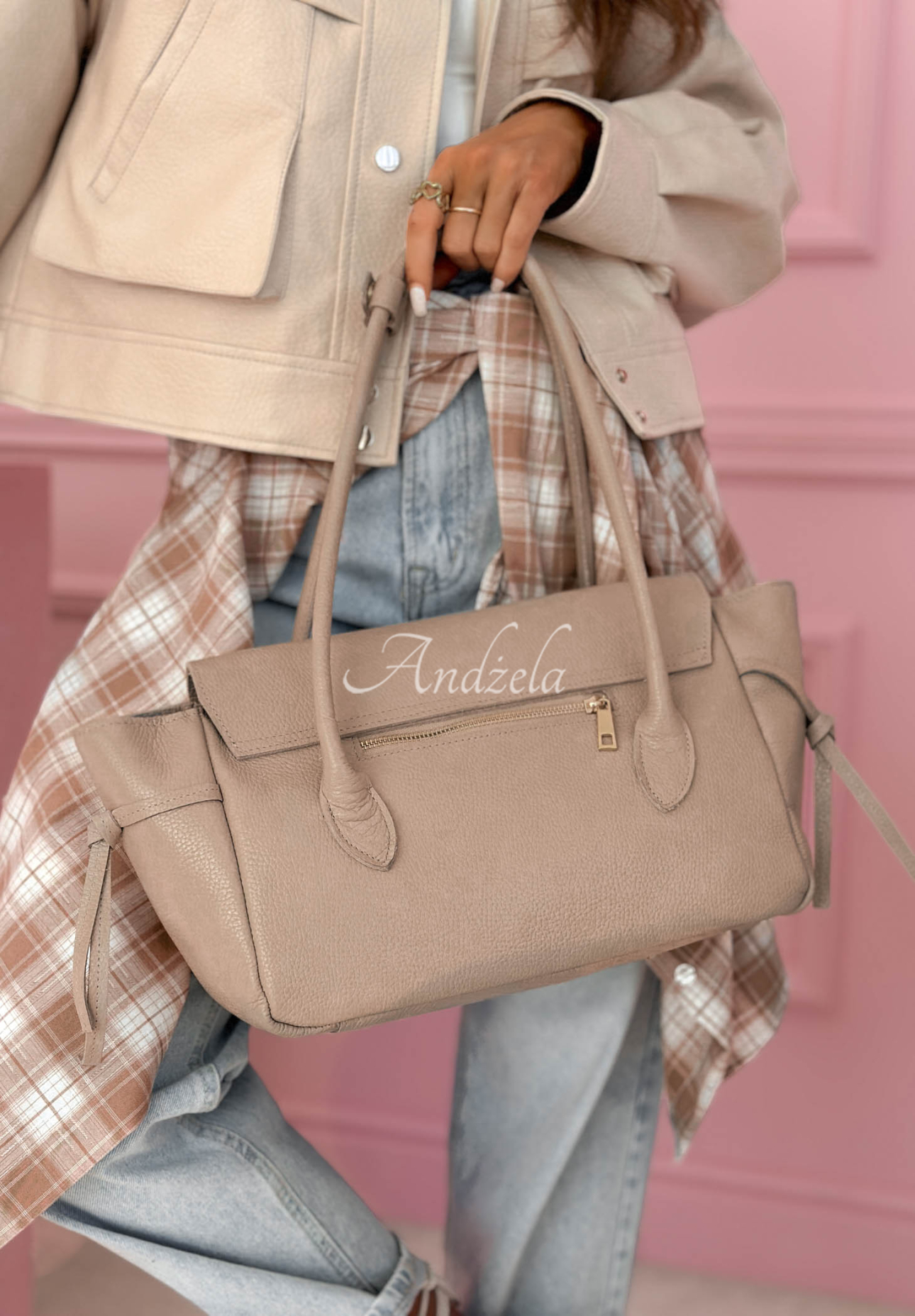 Kožená kabelka Patrice béžová