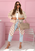 Krátka skórzana Bunda z kołnierzem Jolie žltá