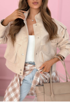 Krátka skórzana Bunda z kołnierzem Jolie žltá