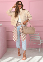 Krátka skórzana Bunda z kołnierzem Jolie žltá