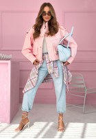 Krátka skórzana Bunda z kołnierzem Jolie žltá