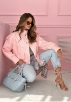 Krátka skórzana Bunda z kołnierzem Jolie žltá