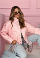 Krátka skórzana Bunda z kołnierzem Jolie žltá