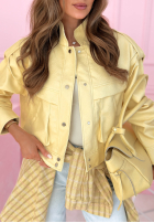 Krátka skórzana Bunda z kołnierzem Jolie žltá