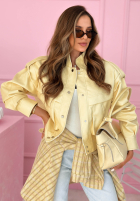 Krátka skórzana Bunda z kołnierzem Jolie žltá