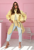 Krátka skórzana Bunda z kołnierzem Jolie žltá