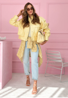 Krátka skórzana Bunda z kołnierzem Jolie žltá