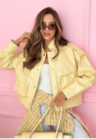 Krátka skórzana Bunda z kołnierzem Jolie žltá